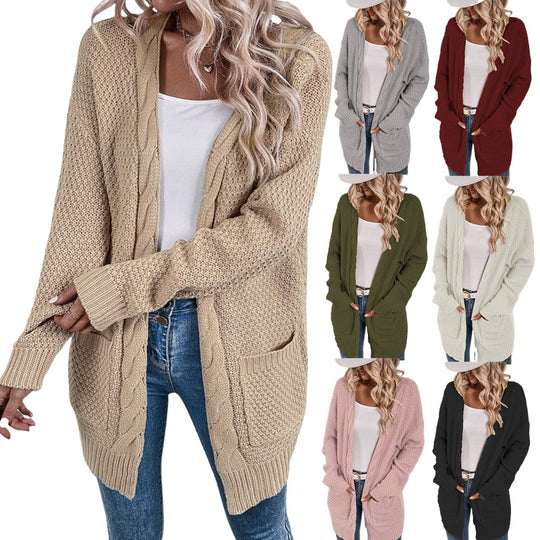 Damen Großer Strickcardigan mit aufwendigem Maschenmuster und praktischen Taschen R&B