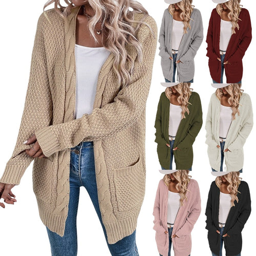 Damen Großer Strickcardigan mit aufwendigem Maschenmuster und praktischen Taschen R&B