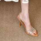 Damen elegante Slingback High Heels mit funkelnden Strassdetails R&B