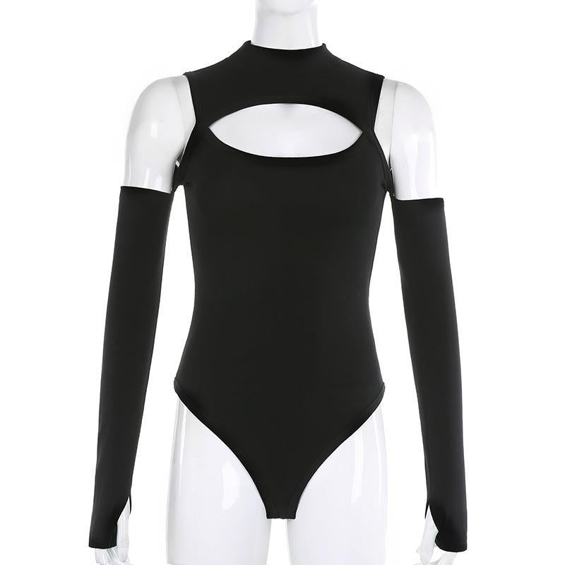 Damen Eleganter Bodysuit mit raffiniertem Ausschnitt und langen Ärmeln R&B