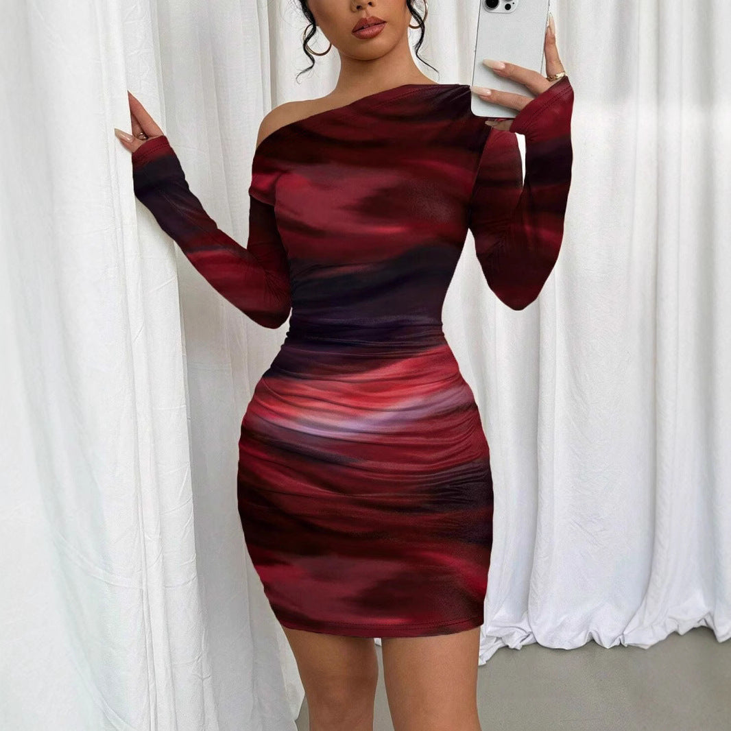Damen Körperbetontes Mini-Kleid mit asymmetrischem Schnitt R&B