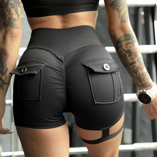 Damen Sportliche Shorts mit dekorativen Taschen und elastischem Bund R&B