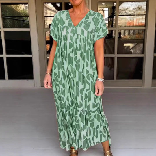Damen Maxikleid mit modernem grafischen Design Heidi-Mode