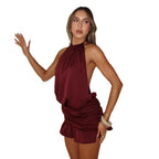 Damen verspieltes Minikleid mit raffinierten Rüschen und Bindedetail R&B