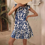 Damen Sommerliches Minikleid mit Rüschen und floralem Druck R&B