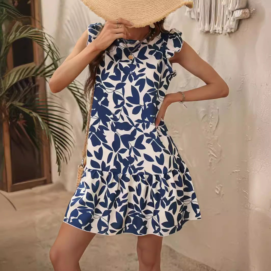 Damen Sommerliches Minikleid mit Rüschen und floralem Druck R&B
