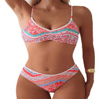 Damen Zweiteiliges Bikini-Set mit floralem Muster und dekorativen Details R&B