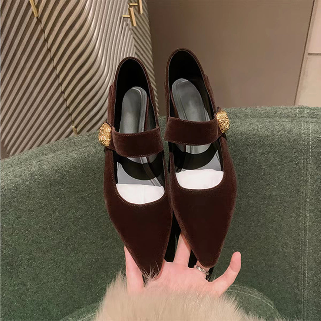 Damen modische Ballerinas mit elegantem Riemchen und luxuriöser Schnalle R&B