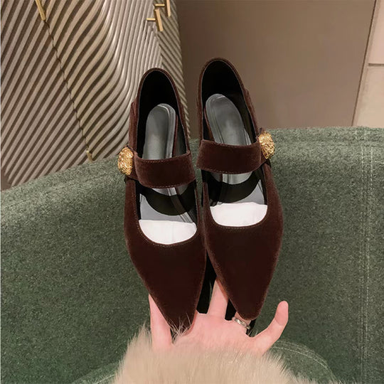 Damen modische Ballerinas mit elegantem Riemchen und luxuriöser Schnalle R&B