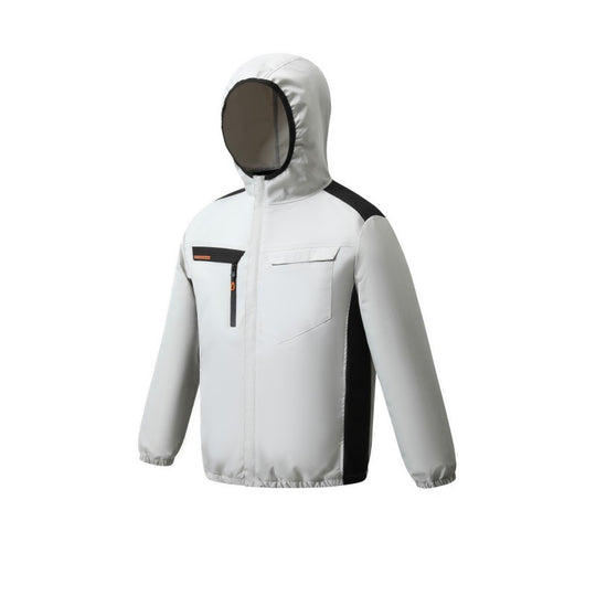 Herren nan belüftete Kühljacke mit mehreren integrierten USB-Lüftern, verstellbarer Kapuze und winddichtem Material R&B