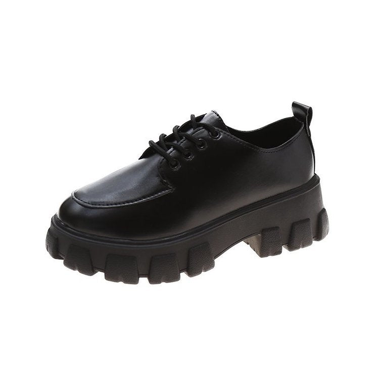 Damen Plateau-Schnürschuhe mit glanzvollem Obermaterial und komfortabler Sohle R&B