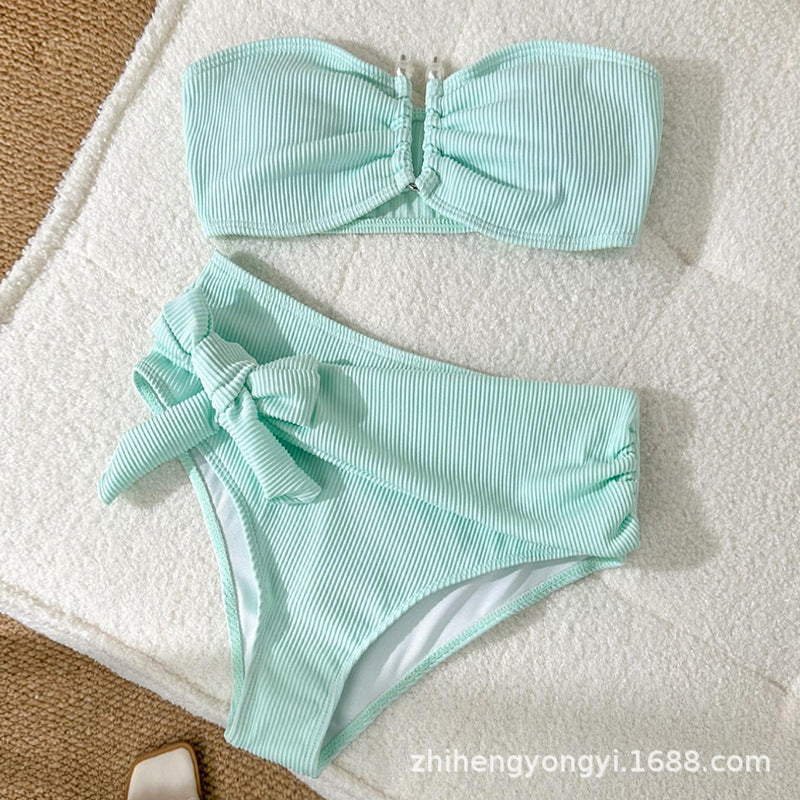 Damen Bandeau-Bikini mit modernem Wickelbund R&B