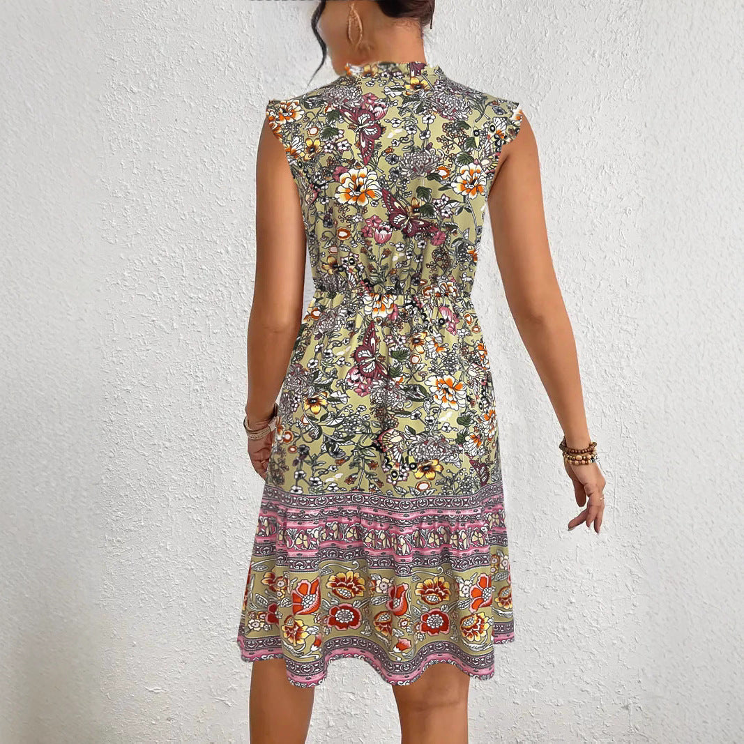 Damen Sommerliches Midikleid mit verspieltem Blumenmuster und lässigem Schnitt R&B