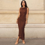 Damen Figurbetontes Maxikleid mit asymmetrischem Design und eleganten Raffungen R&B