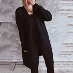 Damen lässiger Strickcardigan mit offenen Fronten und praktischen Taschen R&B
