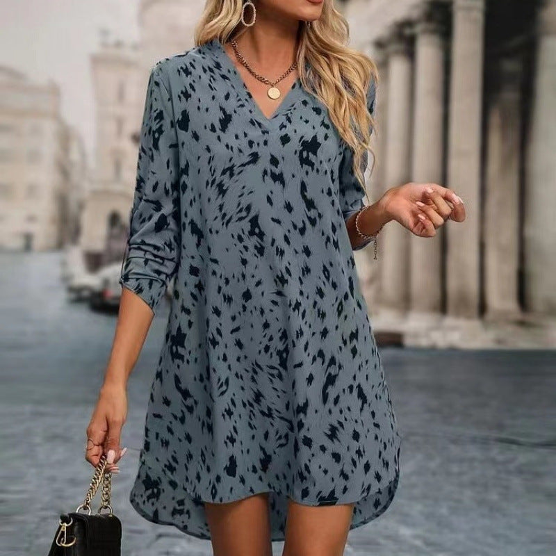 Damen Leichte V-Ausschnitt Tunika Kleid