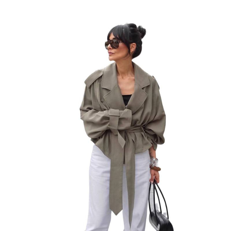 Damen Oversized Trenchcoat mit schickem Gürtel R&B