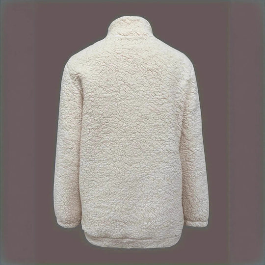 Damen kuscheliger Fleece-Pullover mit kurzem Reißverschluss und originellem Schriftzug R&B