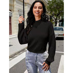 Damen Modischer Strickpullover mit weitem Ausschnitt R&B