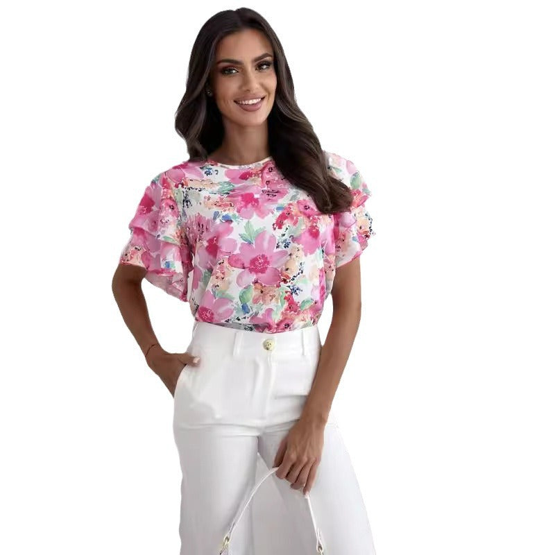 Damen Bluse mit voluminösen Rüschenärmeln R&B