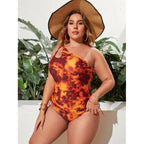 Damen Einteiler Badeanzug mit asymmetrischem Schnitt und modischem Wickeldetail R&B