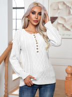 Damen Strickpullover mit eleganten Knopfdetails und modernem Zopfmuster R&B