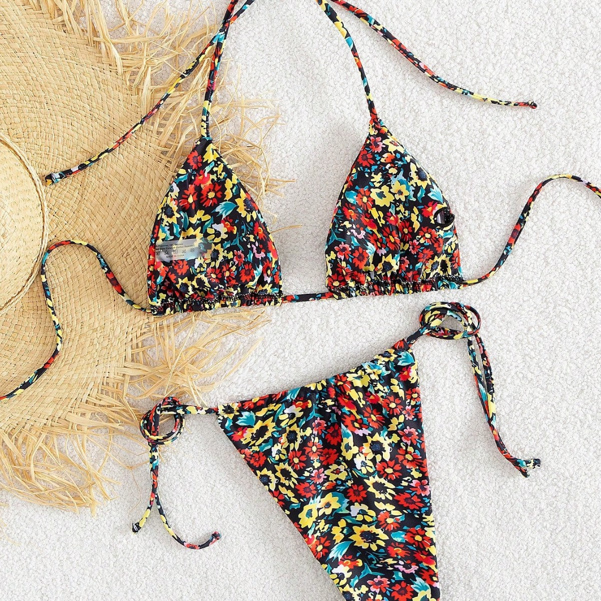 Damen Triangel-Bikini mit verspieltem Blumenmuster R&B