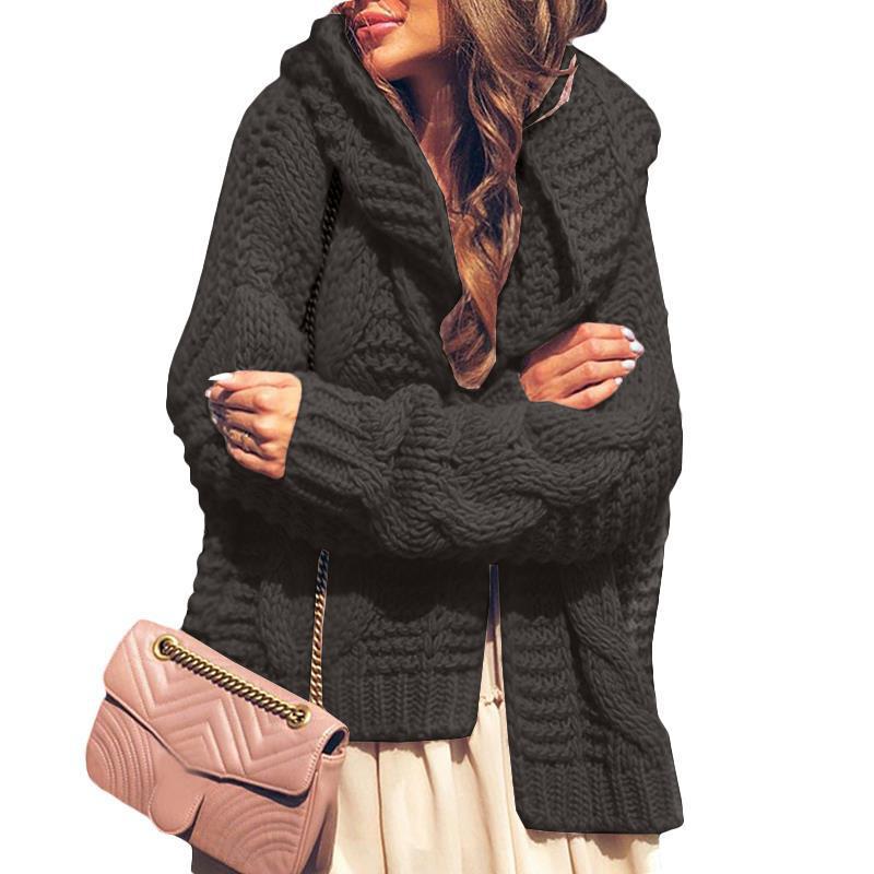 Damen Grobstrickjacke mit luxuriösem Karomuster und oversized Schnitt R&B