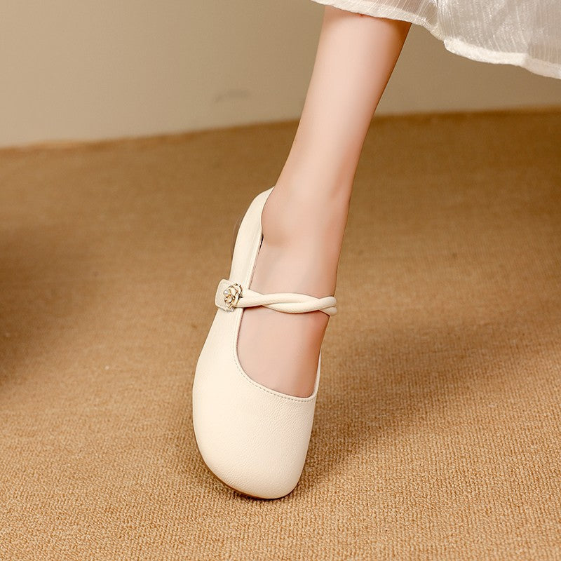 Damen elegante Mary Jane Ballerinas mit dekorativem Riemchen R&B