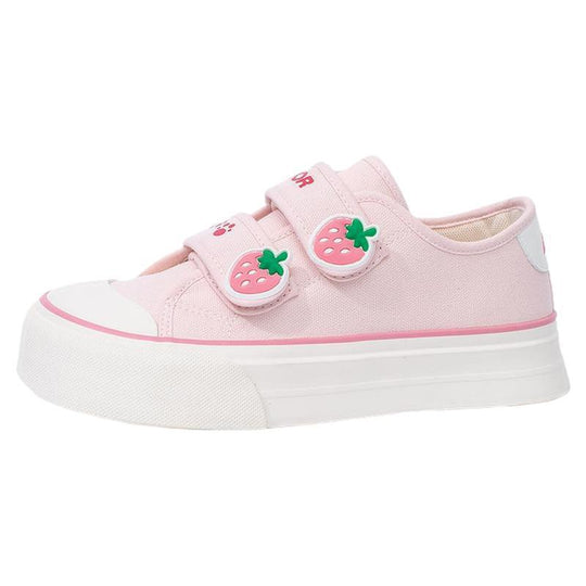Damen Freizeit-Sneaker mit niedlichen Erdbeer-Applikationen und praktischem Klettverschluss R&B