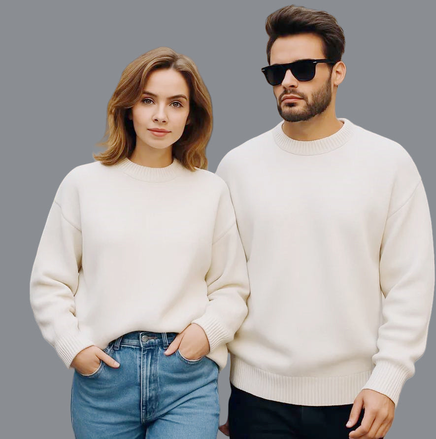 Damen gemütlicher Oversized Pullover mit strukturiertem Rippenmuster und breiten Bündchen R&B