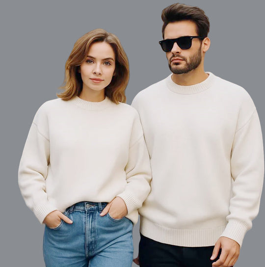 Damen gemütlicher Oversized Pullover mit strukturiertem Rippenmuster und breiten Bündchen R&B