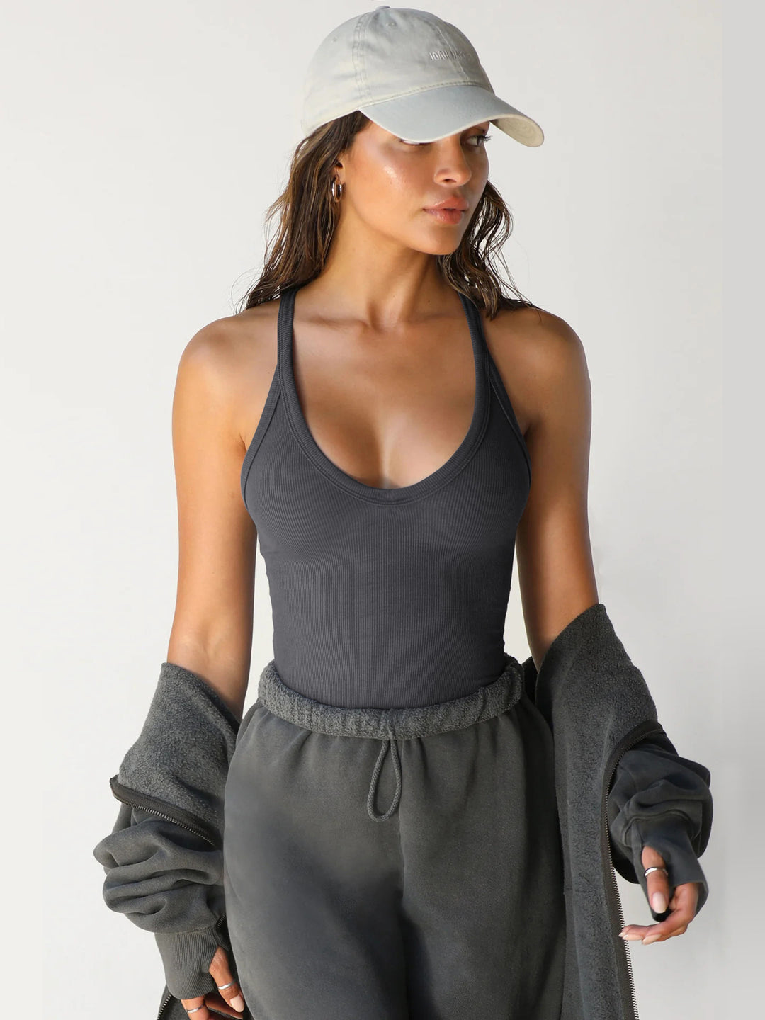 Damen Sportliches Tanktop mit tiefem V-Ausschnitt und schmalem Schnitt R&B