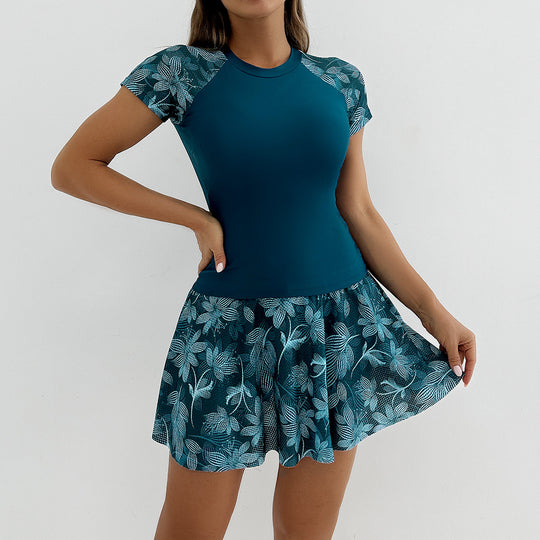 Damen Sportliches Schwimmdress mit floralem Rock R&B