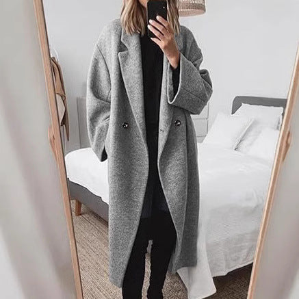 Damen Wollmantel mit strukturiertem Design und oversized Schnitt R&B