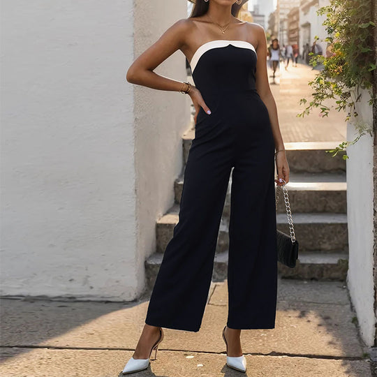 Damen Eleganter Jumpsuit im taillierten Design mit schulterfreiem Schnitt R&B