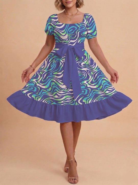 Damen Verspieltes Maxikleid mit Bärenmuster und taillierbarem Band R&B