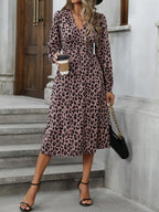 Damen Wickelkleid mit animalischem Print und elegantem V-Ausschnitt R&B