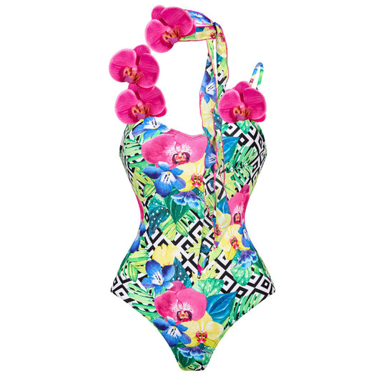 Damen Blumenmuster Badeanzug und Rock Set R&B
