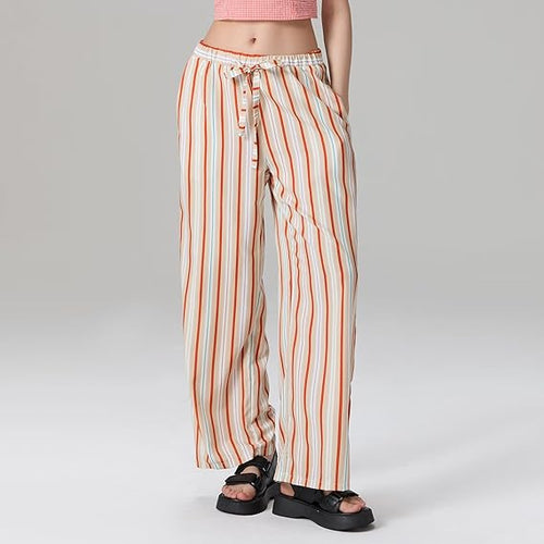 Damen lässige Maxi-Shorts mit verstellbarem Bund und modernem Streifenmuster R&B