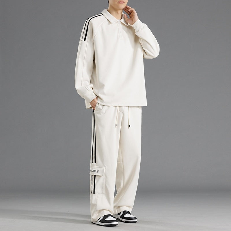Herren Sportliches Freizeit-Set mit hohem Kragen und praktischen Taschen R&B