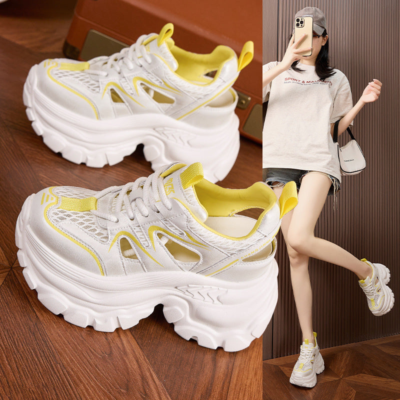 Damen Sneakers mit luftiger Mesh-Oberfläche und extragroßer Plattform