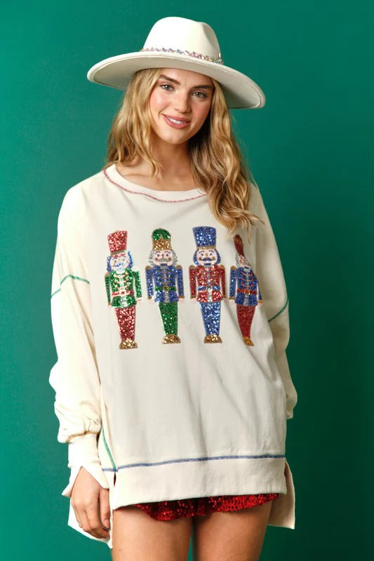 Damen Oversized Sweatshirt mit festlichem Motiv R&B