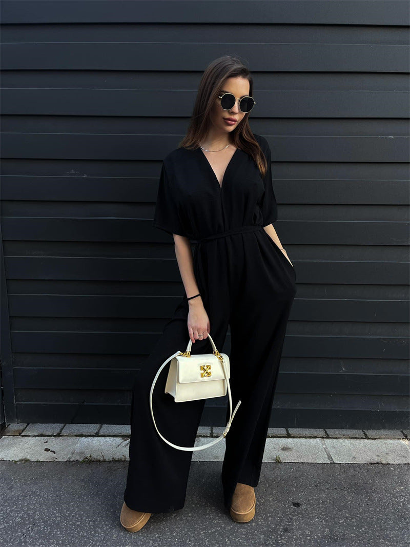 Damen eleganter Jumpsuit mit lockerem Schnitt R&B