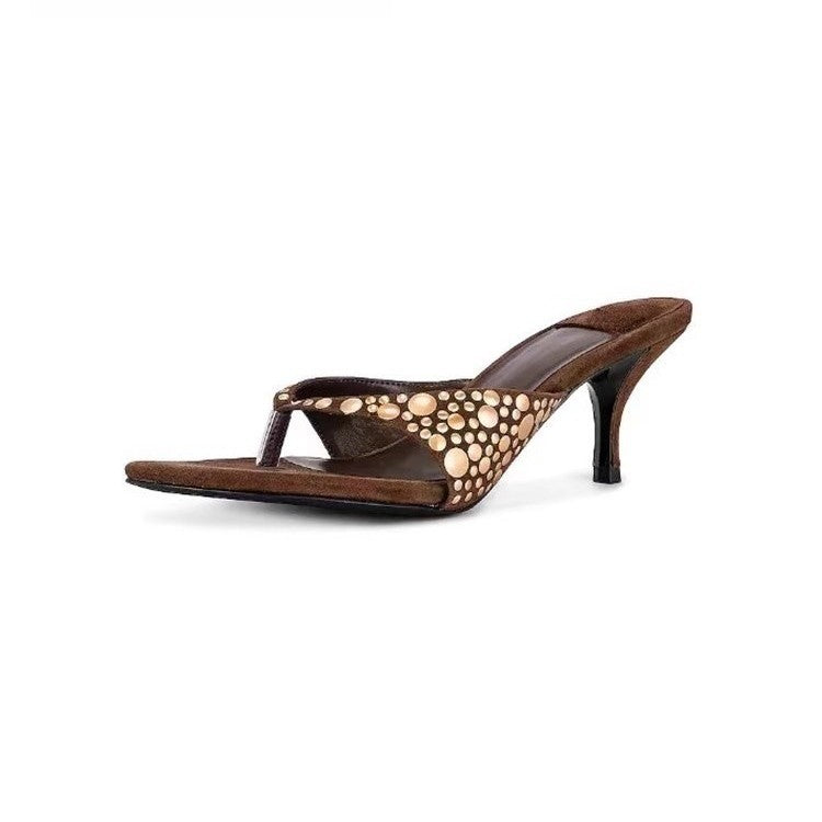 Damen elegante Zehentrenner mit modischem Schmuckdetail R&B