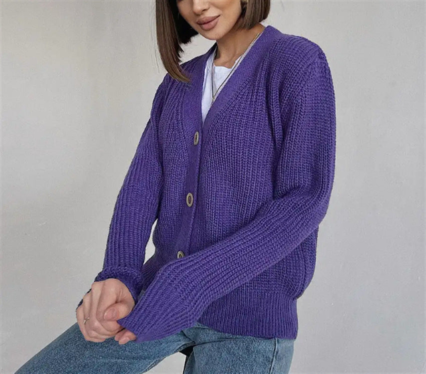 Damen Grobstrick-Cardigan mit Knöpfen R&B