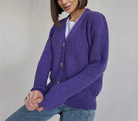 Damen Grobstrick-Cardigan mit Knöpfen R&B