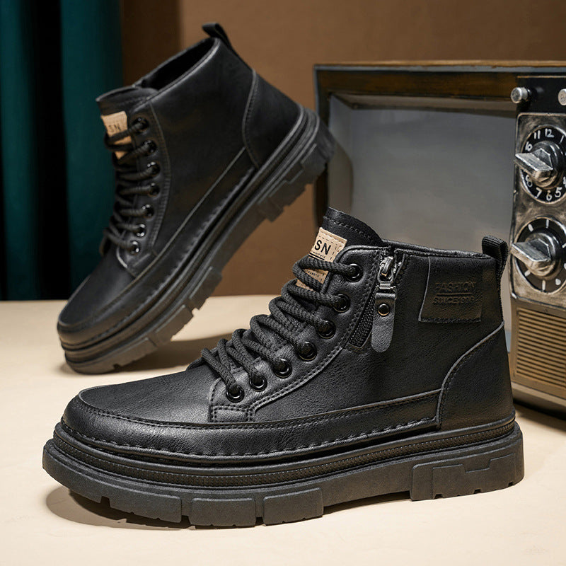 Damen modische Schnürstiefel mit Reißverschluss