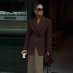 Damen elegante Oversized-Blazerjacke mit doppelter Knopfleiste und Taschen
