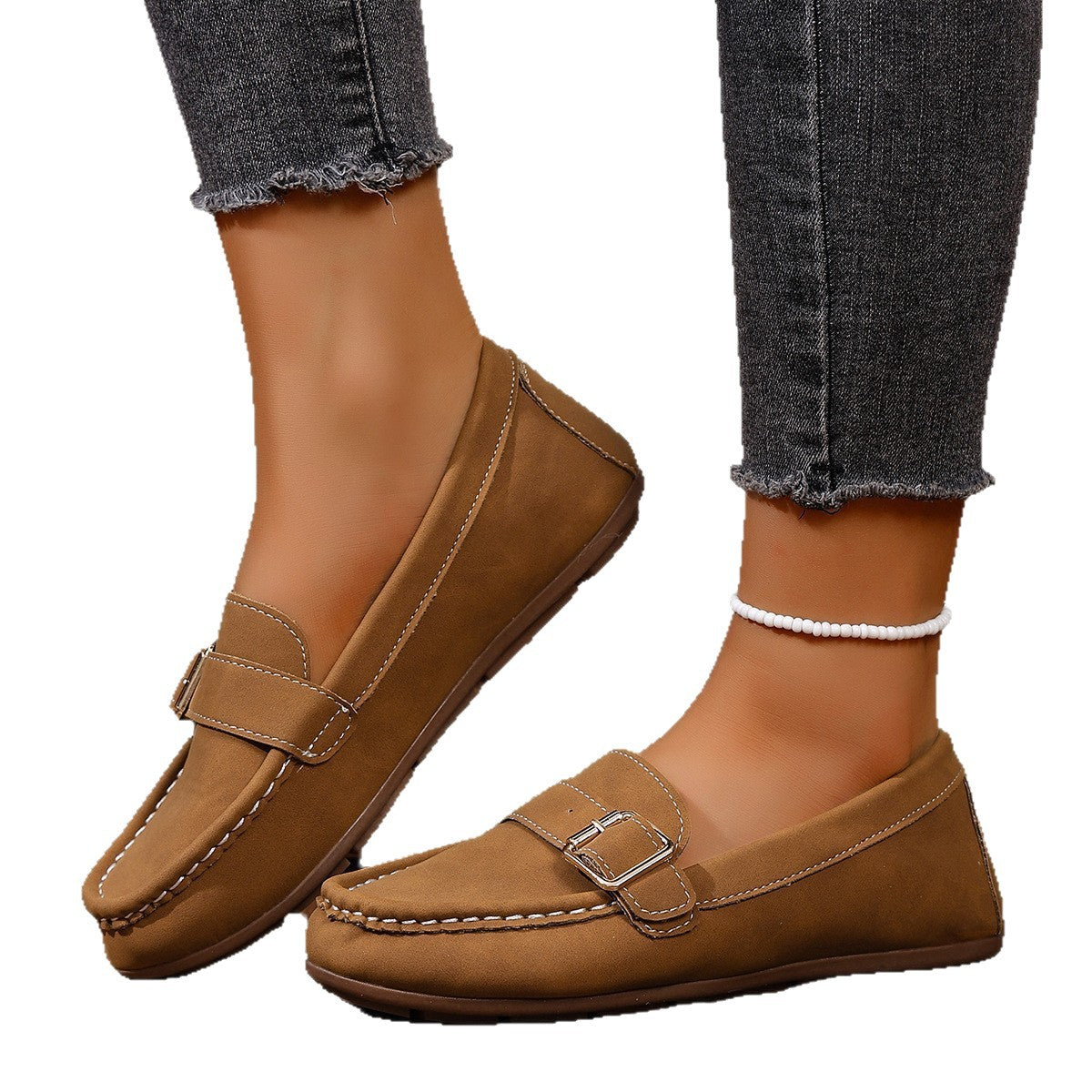 Damen Mokassins mit modischem Schnallen-Design und komfortabler Sohle